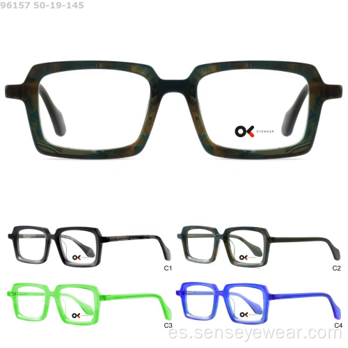 Gafas de marco de gafas ópticas de acetato óptico de acetato de acetato unisex